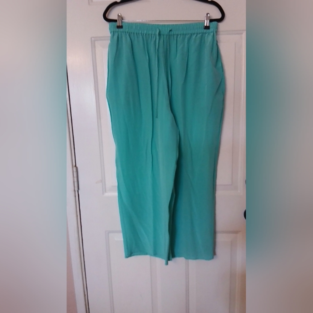 Diane Gilman Teal Wide-Leg Pants